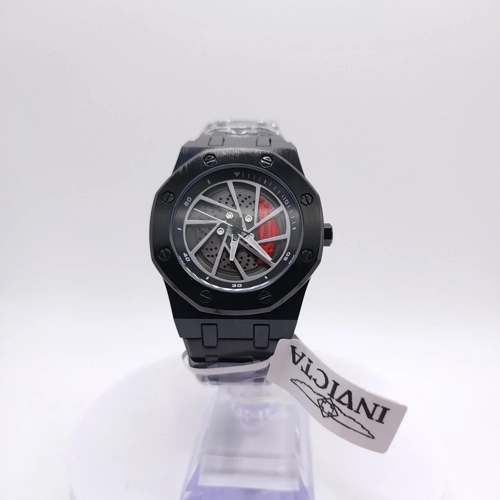 Invicta Speedway Rim 70036 Black Racing Wheel Watch New Box
